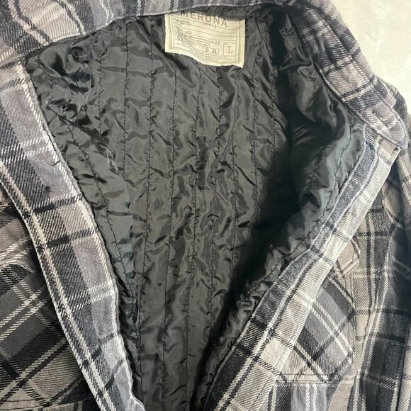 Merona Mens Lined Plaid Gray Flannel Size L Quilted Shirt Jacket Shacket - Picture 6 of 10